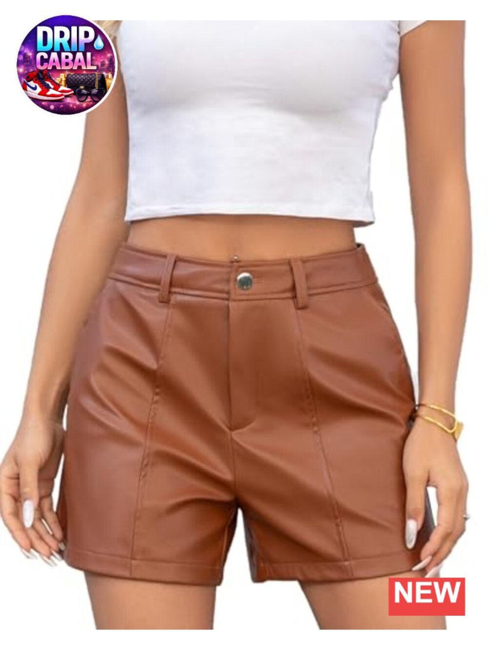 Faux Leather High Waisted PU Skort Shorts Skirts for Women